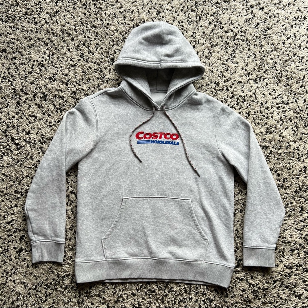 Costco Wholesale Hoodie Grey Embroidered Logo Pullover Kirkland Brands